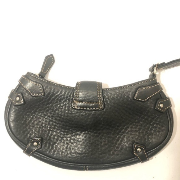 Cole haan black leather wristlet clutch bag